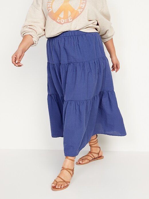 Image number 7 showing, High-Waisted Tiered Seersucker Maxi Skirt for Women