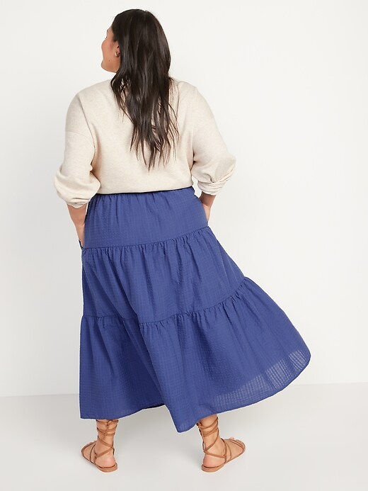 Image number 8 showing, High-Waisted Tiered Seersucker Maxi Skirt for Women