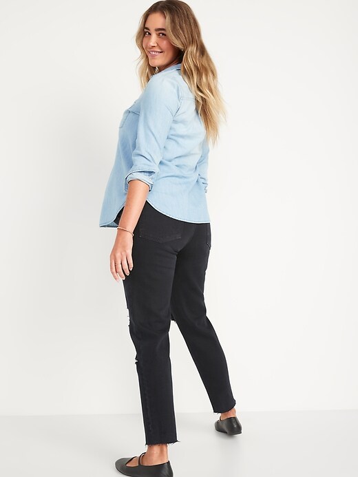 Image number 2 showing, Maternity Full Panel O.G. Straight Ripped Black-Wash Jeans for Women