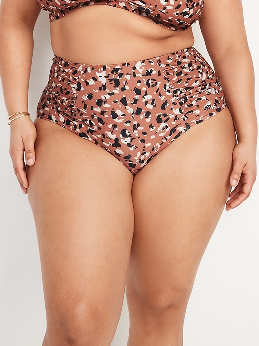 Image number 7 showing, High-Waisted Ruched Bikini Swim Bottoms