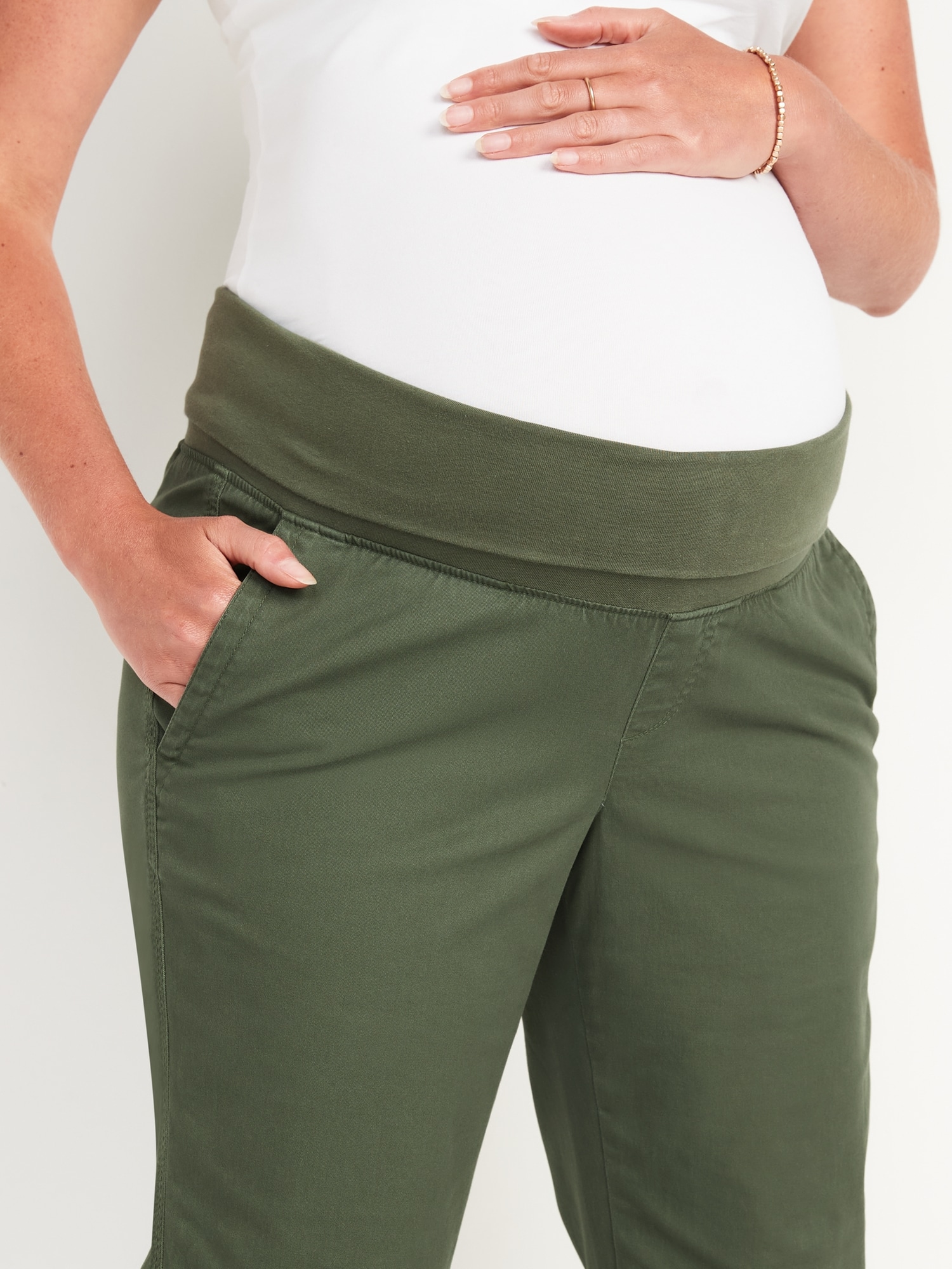 Old Navy Maternity Rollover-Waist Wide-Leg Chino Pants