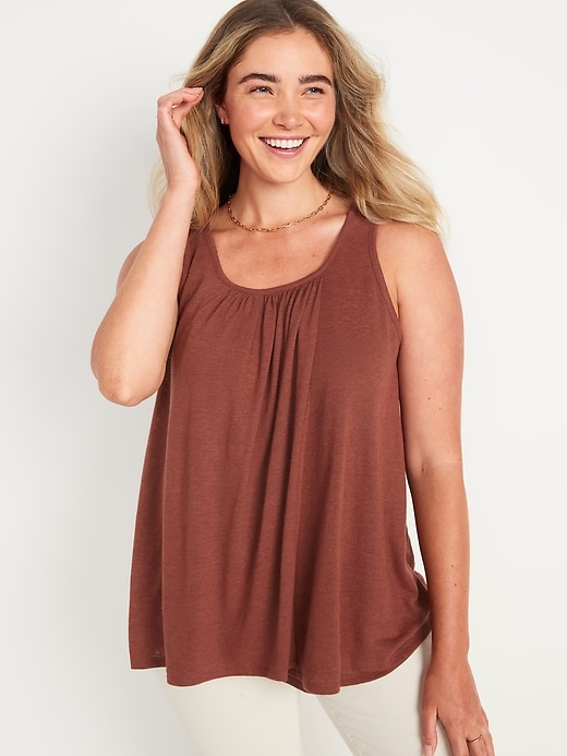 View large product image 1 of 1. Maternity Sleeveless Linen-Blend Jersey Nursing Top