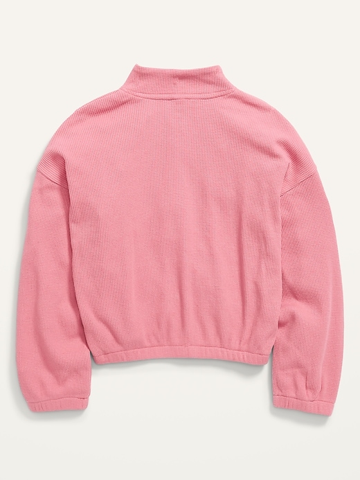View large product image 2 of 3. Textured Waffle-Knit Quarter-Zip Sweatshirt for Girls