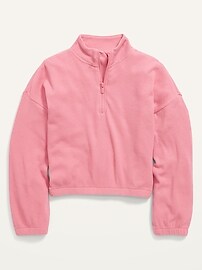 View large product image 3 of 3. Textured Waffle-Knit Quarter-Zip Sweatshirt for Girls