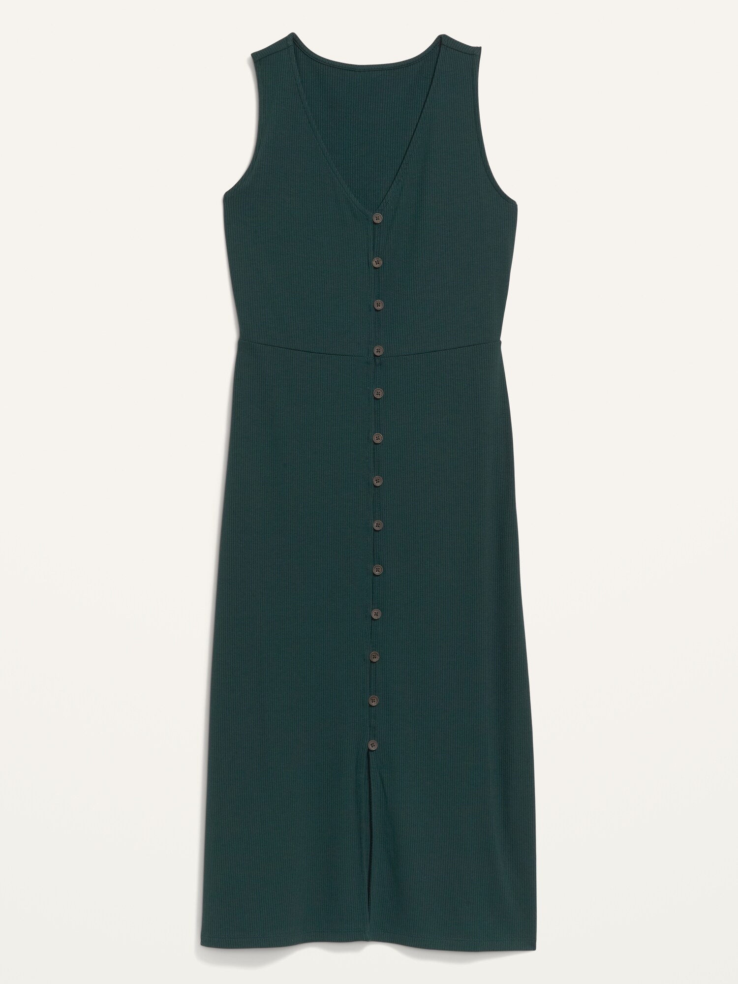 Fitted Sleeveless RibKnit ButtonFront Midi Dress for Women Old Navy
