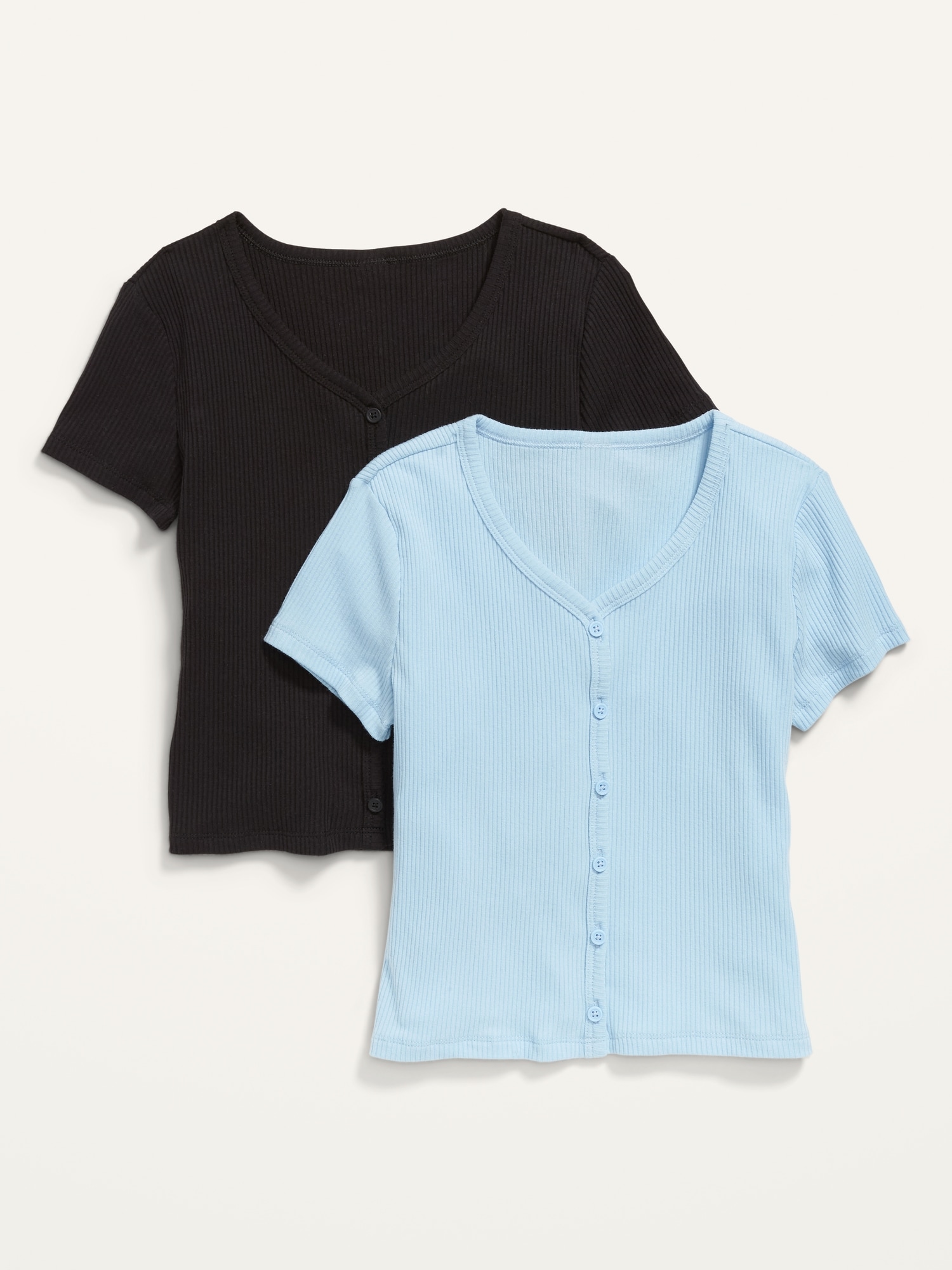 Oldnavy Rib-Knit Short-Sleeve Button-Front Top 2-Pack for Girls