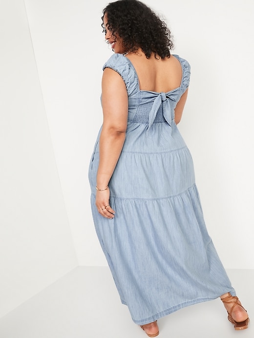Image number 8 showing, Chambray Tiered All-Day Fit & Flare Maxi Dress for Women