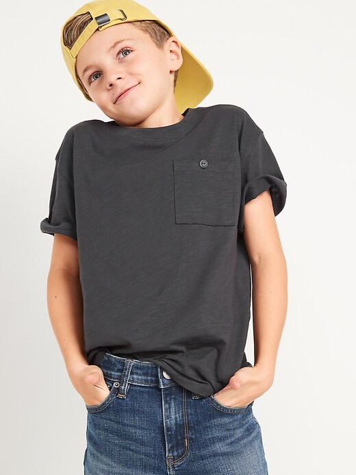 Old Navy Short-Sleeve Slub-Knit Pocket T-Shirt for Boys. 1