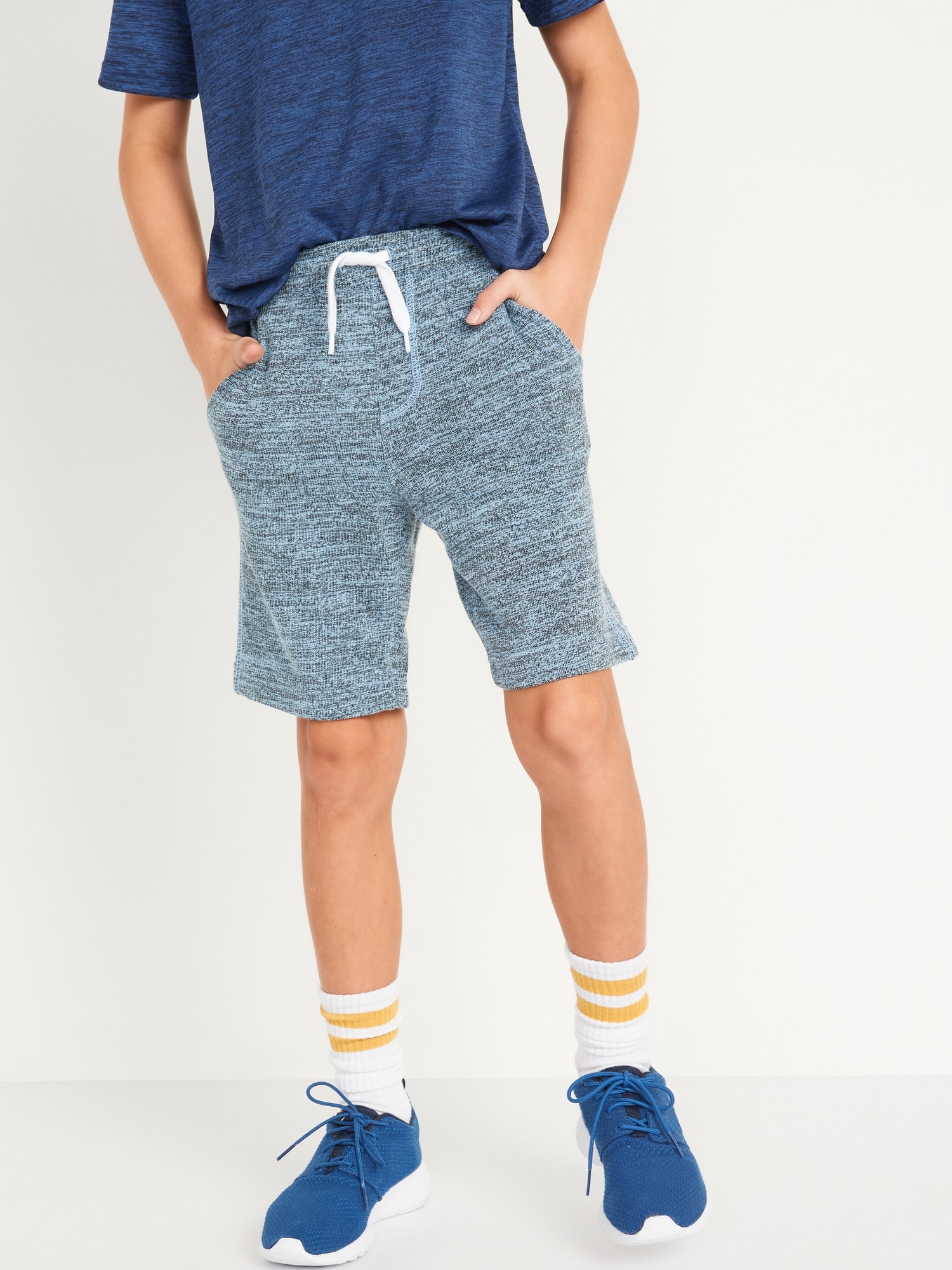 Old Navy Flat-Front French Terry Space-Dye Jogger Shorts for Boys (At Knee) blue. 1