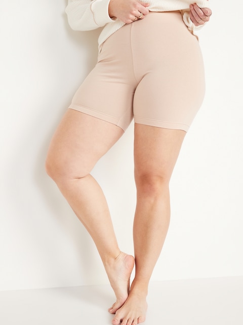 High-Waisted Jersey Biker Shorts -- 6-inch inseam - Frappe