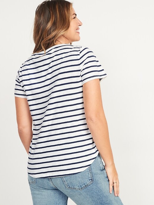 Image number 2 showing, EveryWear Striped Slub-Knit V-Neck T-Shirt for Women