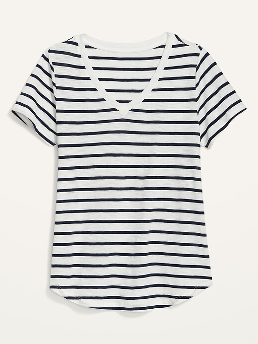 Image number 4 showing, EveryWear Striped Slub-Knit V-Neck T-Shirt for Women