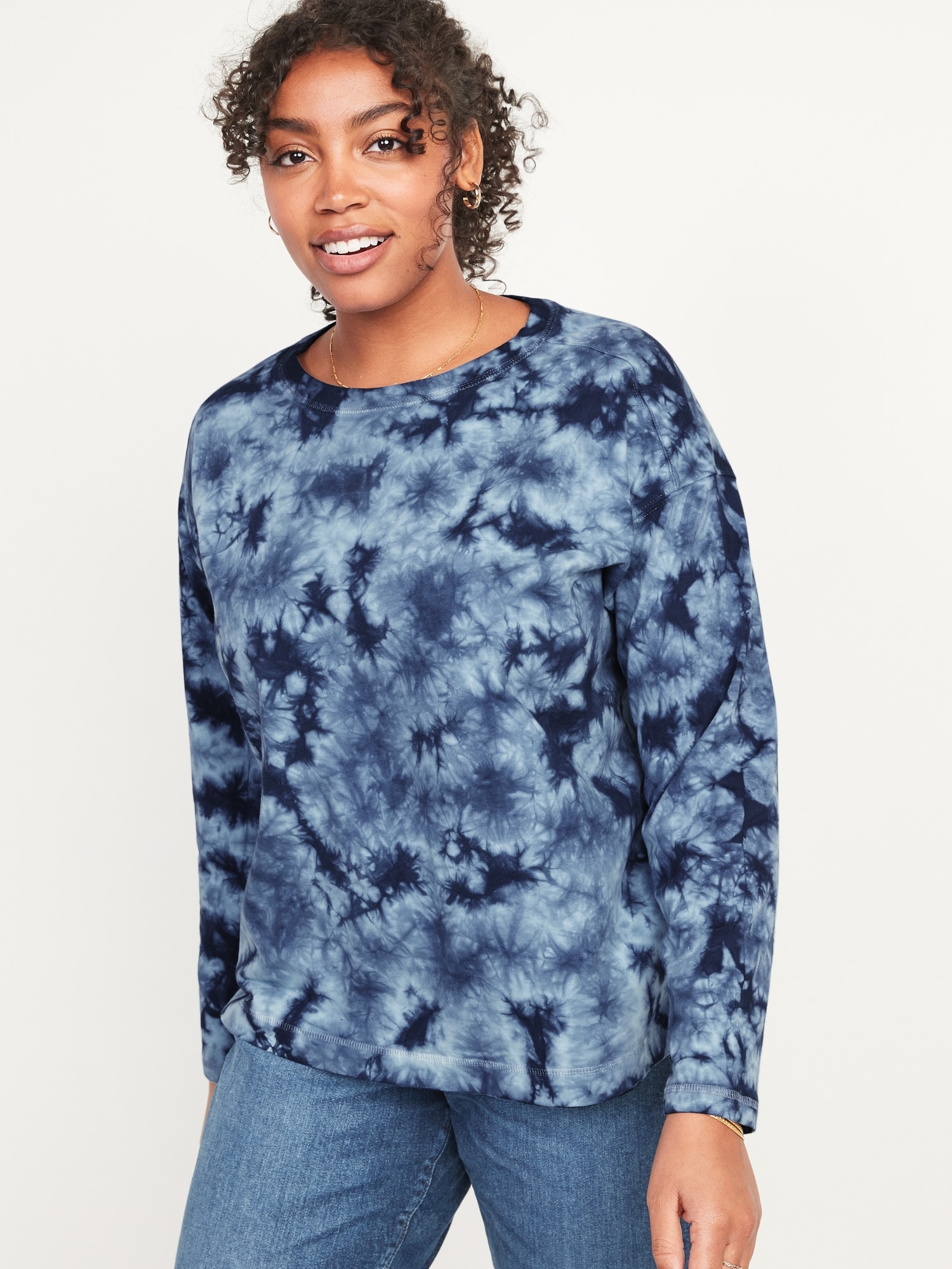 LongSleeve Vintage Loose TieDye TShirt for Women Old Navy