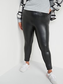 Faux-Leather Panel Leggings For Women 