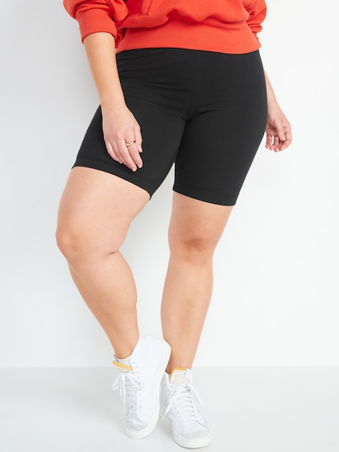 High-Waisted Biker Shorts -- 8-inch inseam - Black Jack