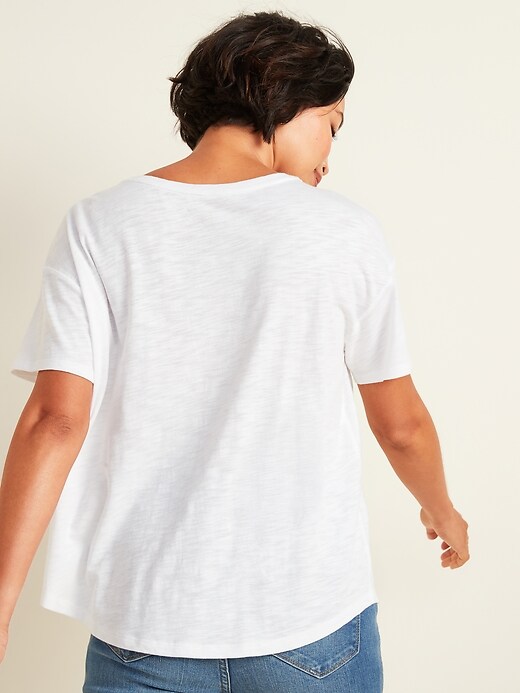 Image number 5 showing, Loose Slub-Knit Easy Pocket T-Shirt for Women