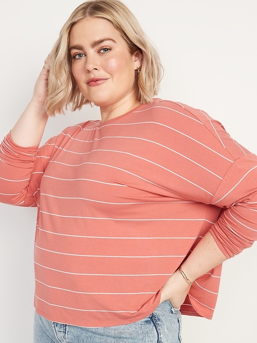 Image number 5 showing, Oversized Luxe Striped Long-Sleeve T-Shirt