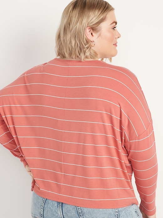 Image number 6 showing, Oversized Luxe Striped Long-Sleeve T-Shirt for Women