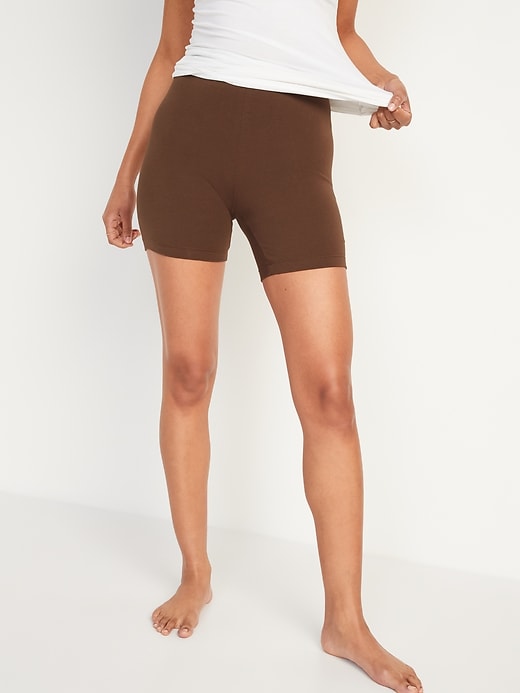 Image number 5 showing, High-Waisted Jersey Biker Shorts -- 6-inch inseam