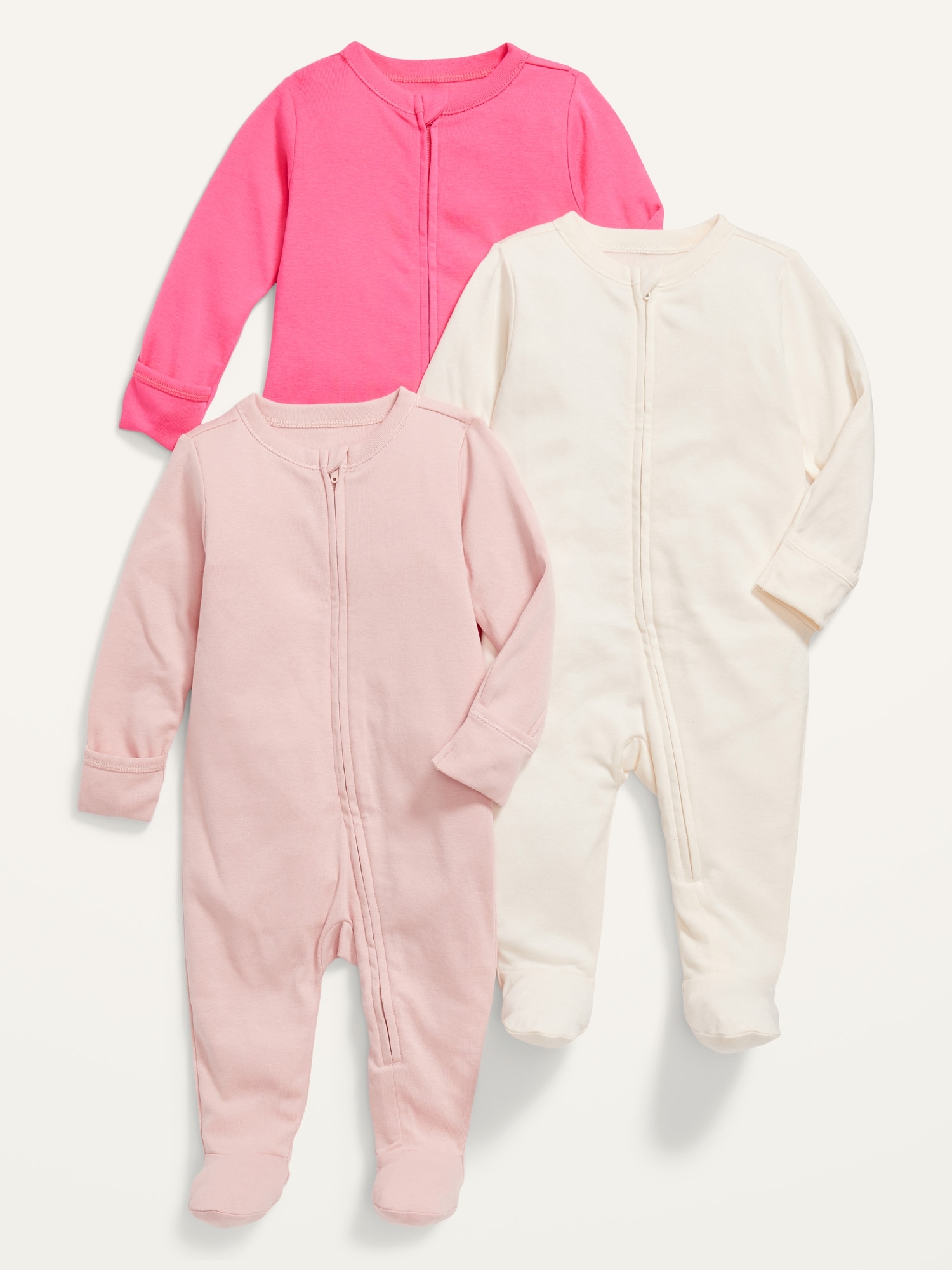 Old Navy Unisex 1-Way Zip Sleep & Play One-Piece 3-Pack for Baby pink. 1