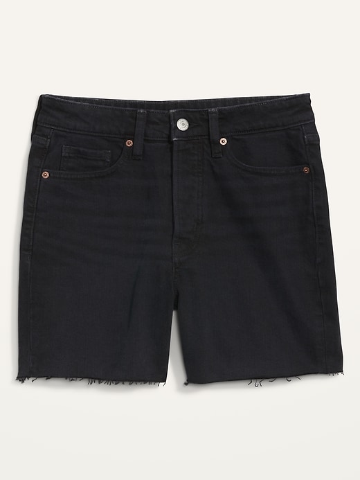 Image number 4 showing, High-Waisted Button-Fly OG Straight Cut-Off Jean Shorts -- 5-inch inseam