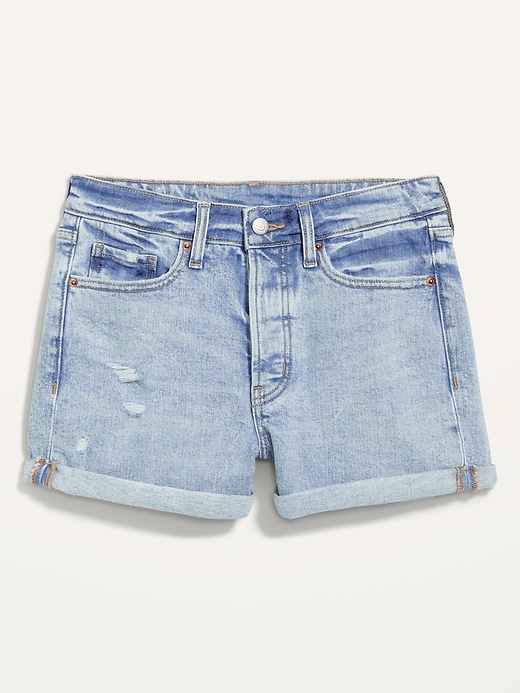 Image number 4 showing, High-Waisted Button-Fly OG Straight Cuffed Jean Shorts for Women -- 3-inch inseam