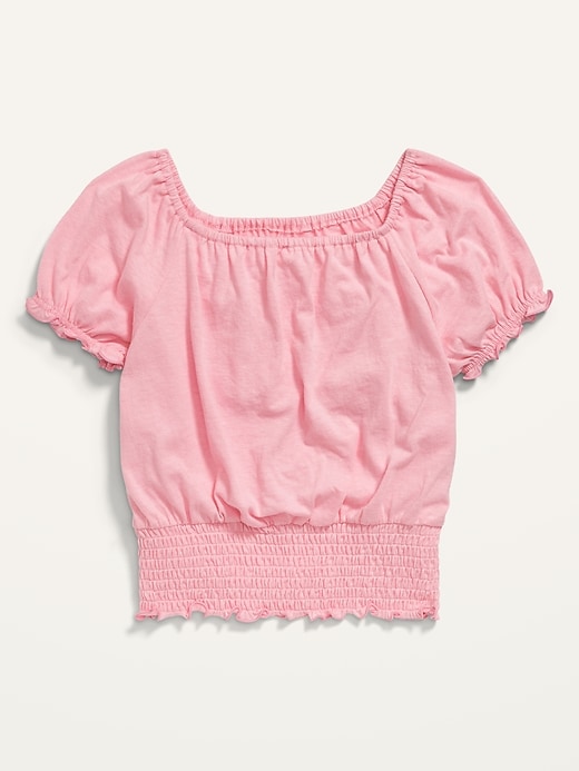 View large product image 1 of 2. Short Puff-Sleeve Smocked Top for Girls