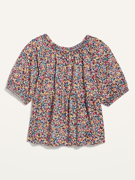 Image number 4 showing, Floral-Print Puff-Sleeve Babydoll Top