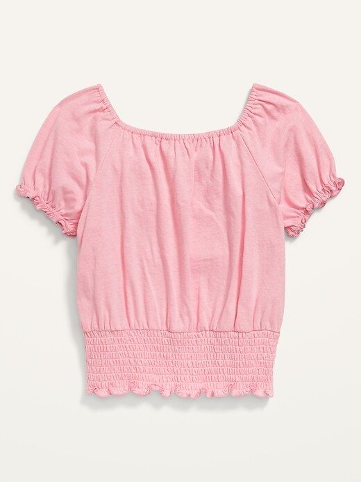 View large product image 2 of 2. Short Puff-Sleeve Smocked Top for Girls
