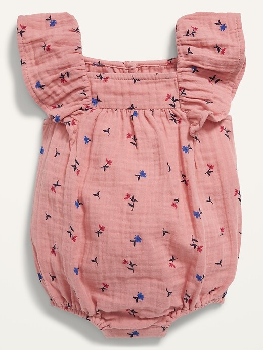 View large product image 1 of 4. Flutter-Sleeve Floral Romper for Baby