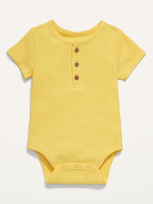 View large product image 1 of 2. Unisex Rib-Knit Henley Bodysuit for Baby