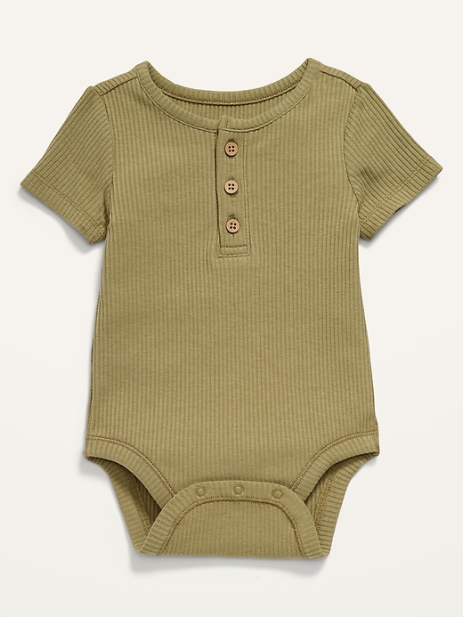View large product image 1 of 1. Unisex Rib-Knit Henley Bodysuit for Baby