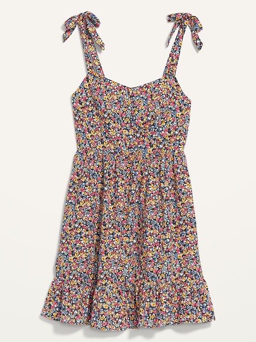 Image number 4 showing, Tie-Shoulder Fit & Flare Floral Cami Mini Dress for Women