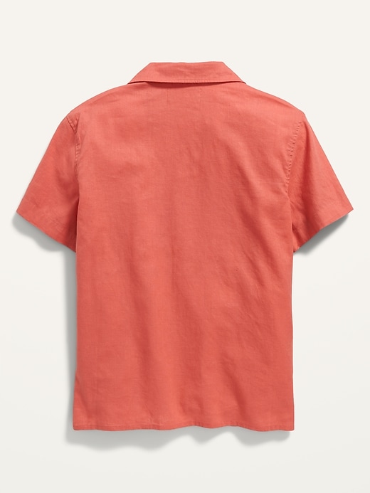 View large product image 2 of 2. Short-Sleeve Button-Front Linen-Blend Shirt for Boys