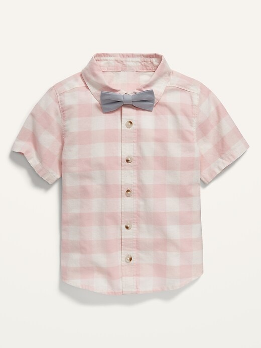 Old Navy Short-Sleeve Gingham Shirt & Bow-Tie Set for Toddler Boys. 1