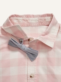 View large product image 3 of 4. Short-Sleeve Gingham Shirt & Bow-Tie Set for Toddler Boys