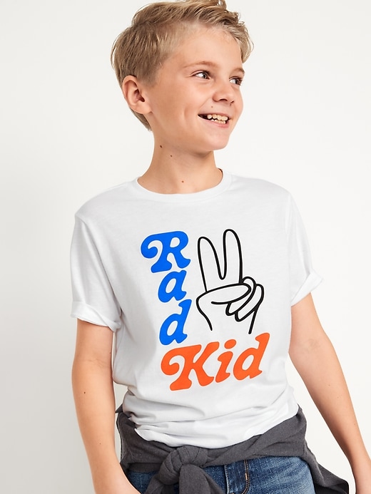 View large product image 1 of 1. Gender-Neutral "Rad Kids" Matching Graphic T-Shirt for Kids