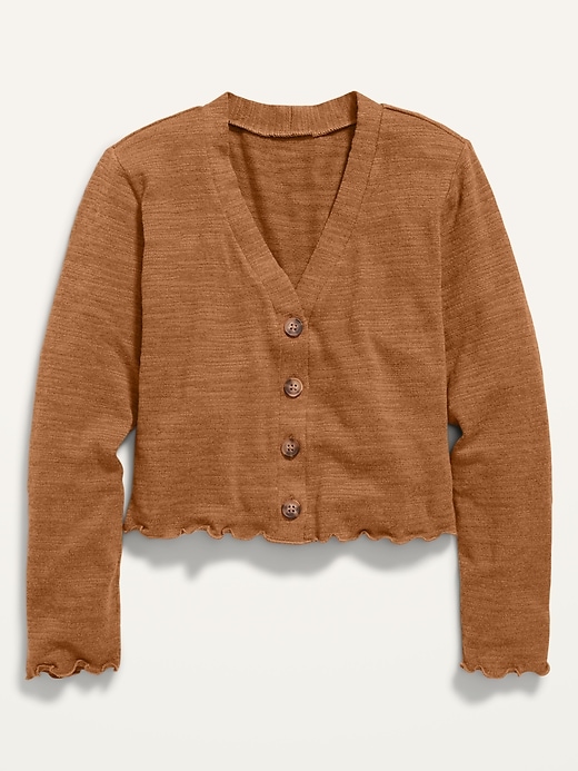 View large product image 1 of 1. Cropped Slub-Knit Button-Front Cardigan Sweater for Girls