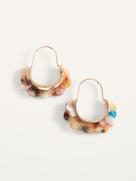 View large product image 1 of 2. Marbled Drop U-Shaped Hoop Earrings for Women