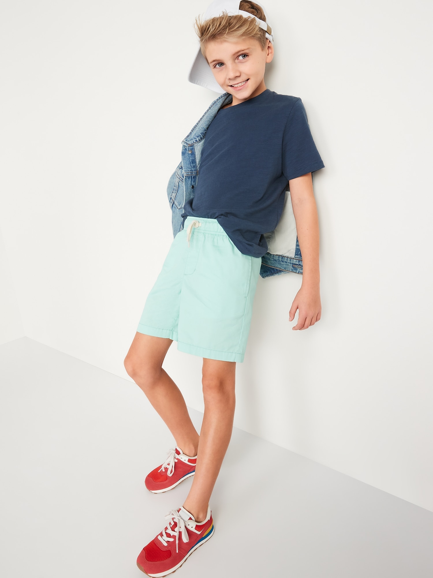 Twill Non-stretch Jogger Shorts For Boys (above Knee) 