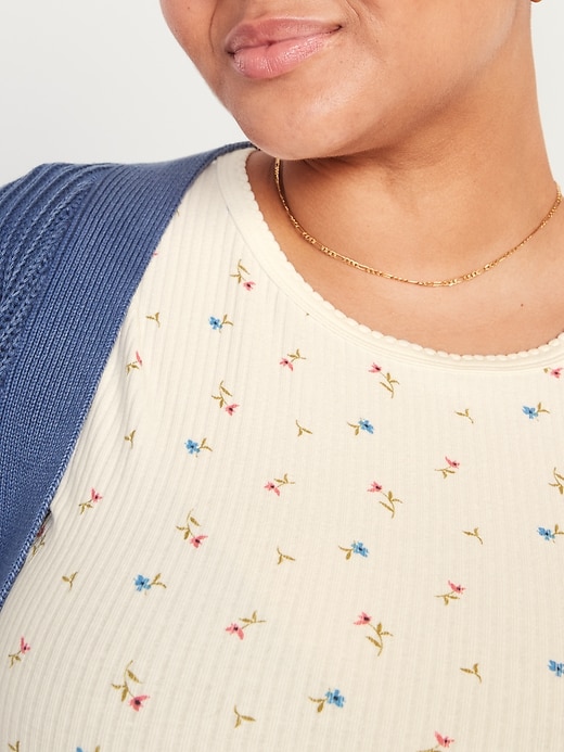 Image number 3 showing, Fitted Cropped Floral-Print Rib-Knit T-Shirt