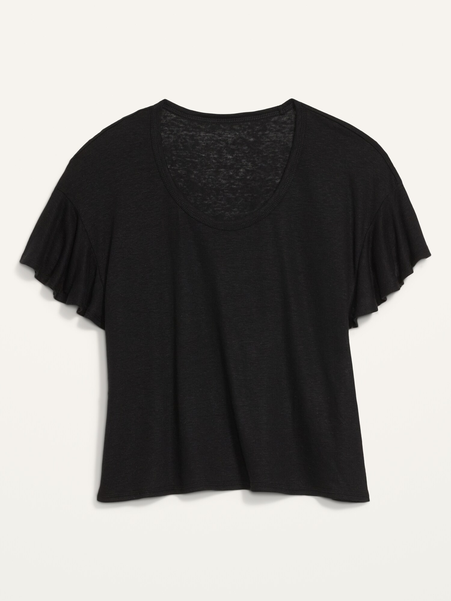 Buy Old Navy Flutter-Sleeve Scoop-Neck Linen-Jersey Easy T-Shirt