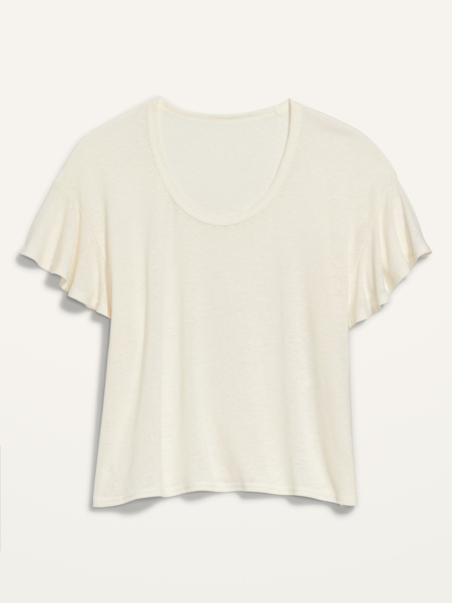 Buy Old Navy Flutter-Sleeve Scoop-Neck Linen-Jersey Easy T-Shirt