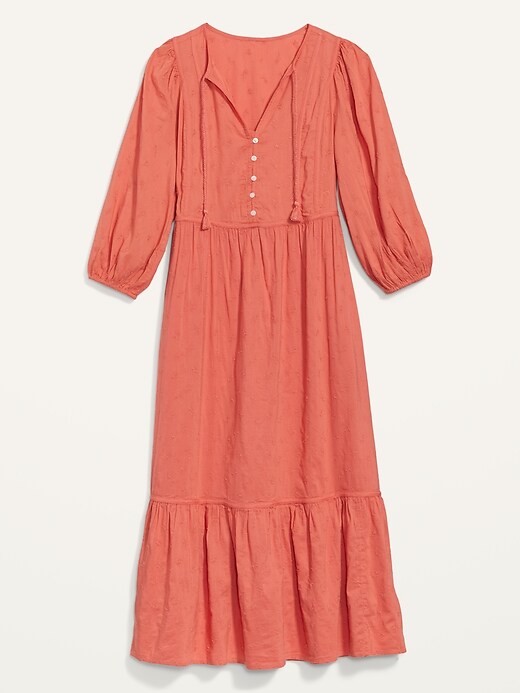 Image number 4 showing, Tie-Neck 3/4-Sleeve All-Day Maxi Swing Dress for Women