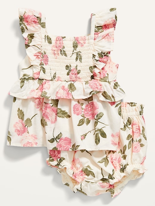 View large product image 1 of 3. Smocked Floral Top and Bubble Set for Baby