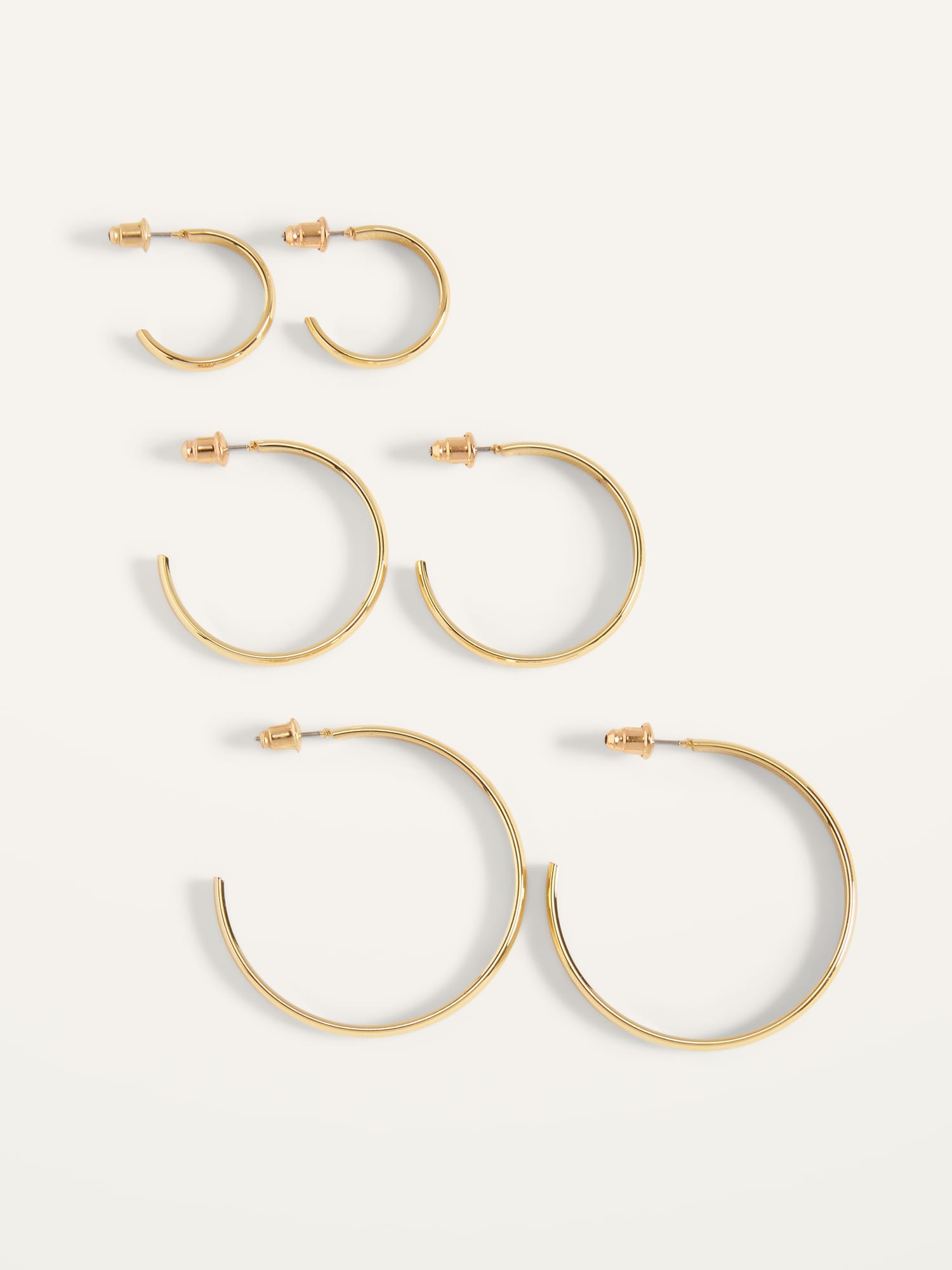 Old Navy Real Gold-Plated Hoop Earrings 3-Pack for Women yellow. 1