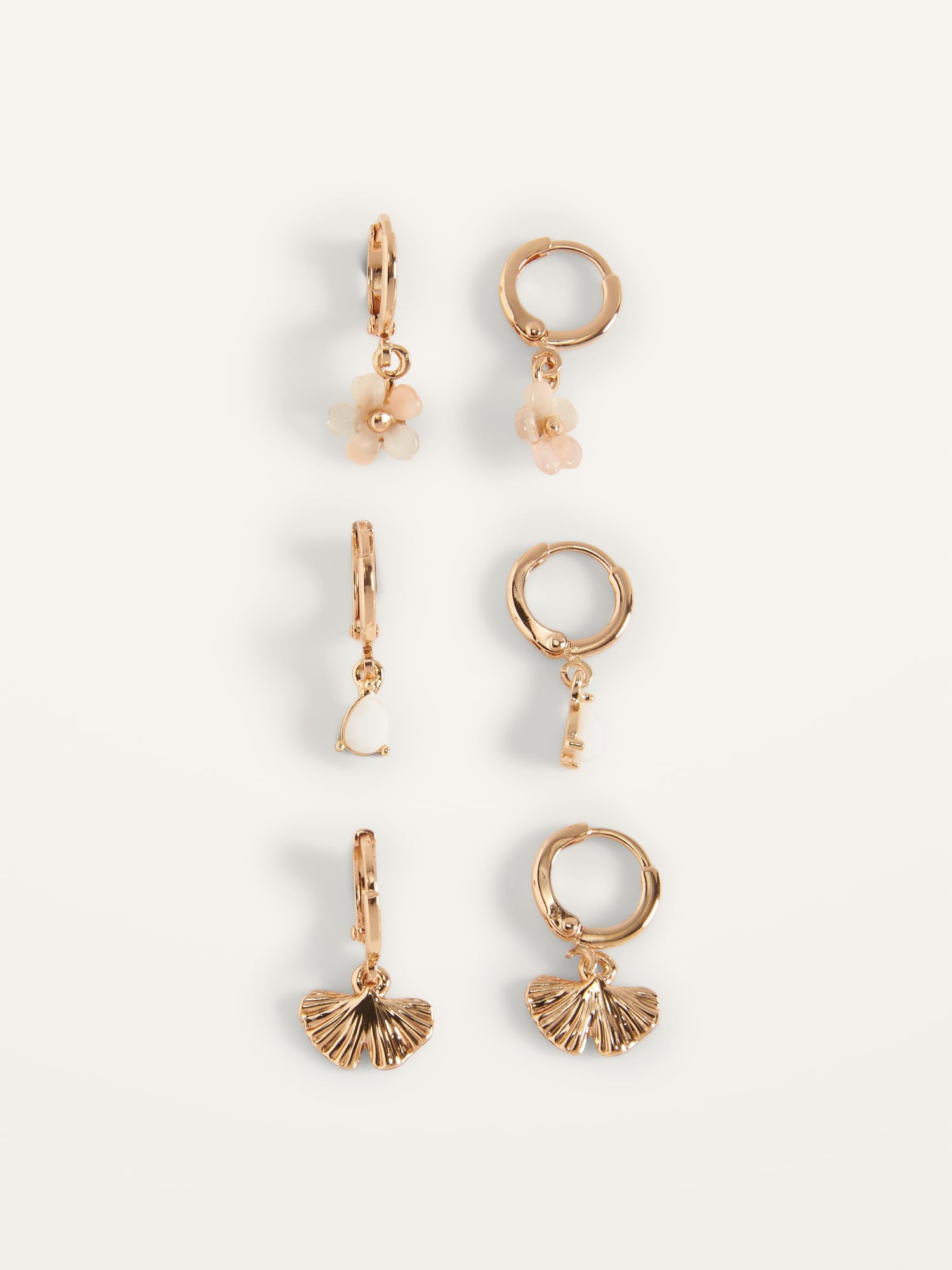 Gold-Toned Huggie Hoop Drop Earrings 3-Pack for Women | Old Navy