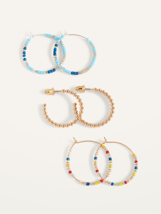 Old Navy Beaded Hoop Earrings 3-Pack for Women. 1