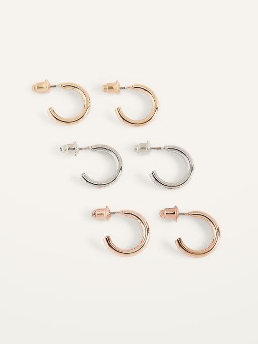 View large product image 1 of 1. Mixed-Metal Hoop Earrings 3-Pack for Women
