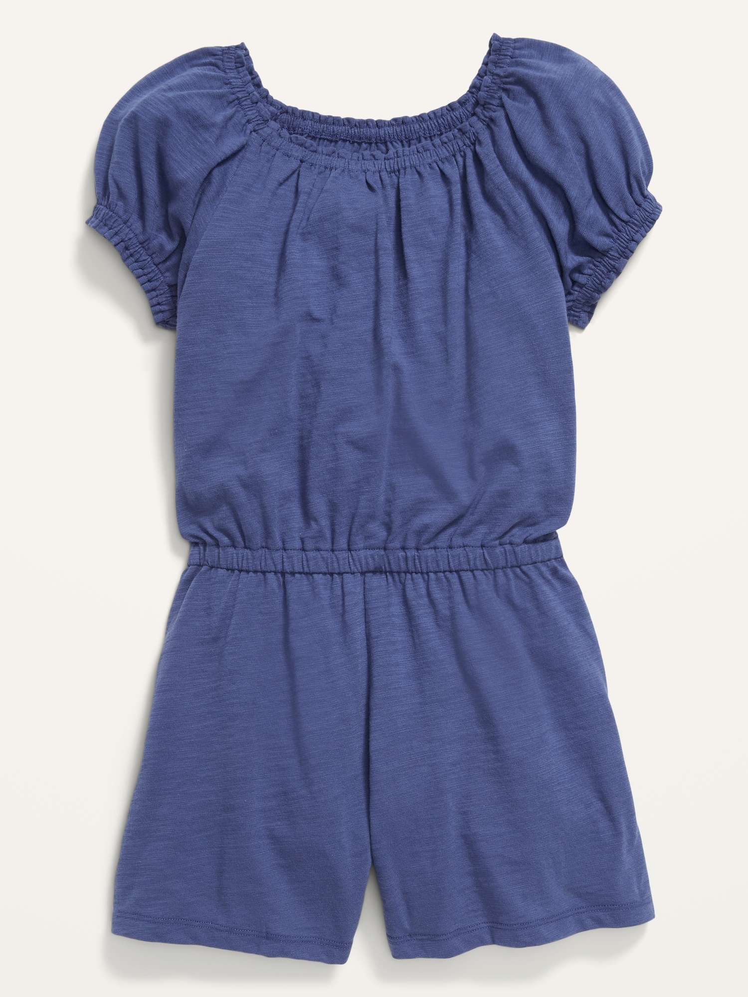 Puff-Sleeve Slub-Knit Romper for Girls | Old Navy